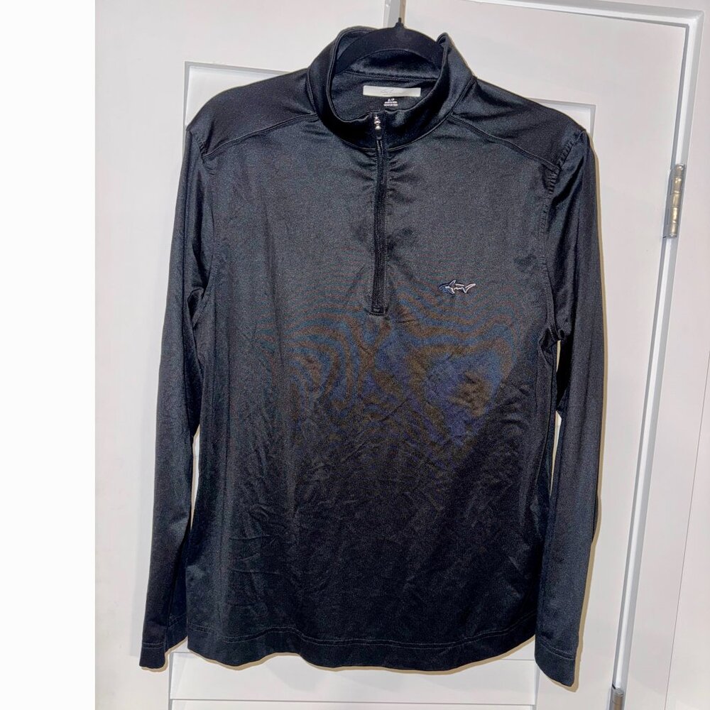 *SALE* GregNorman Mens ML75 1/4-Zip Pullover (Black, Polyester/Stretch, Size S)